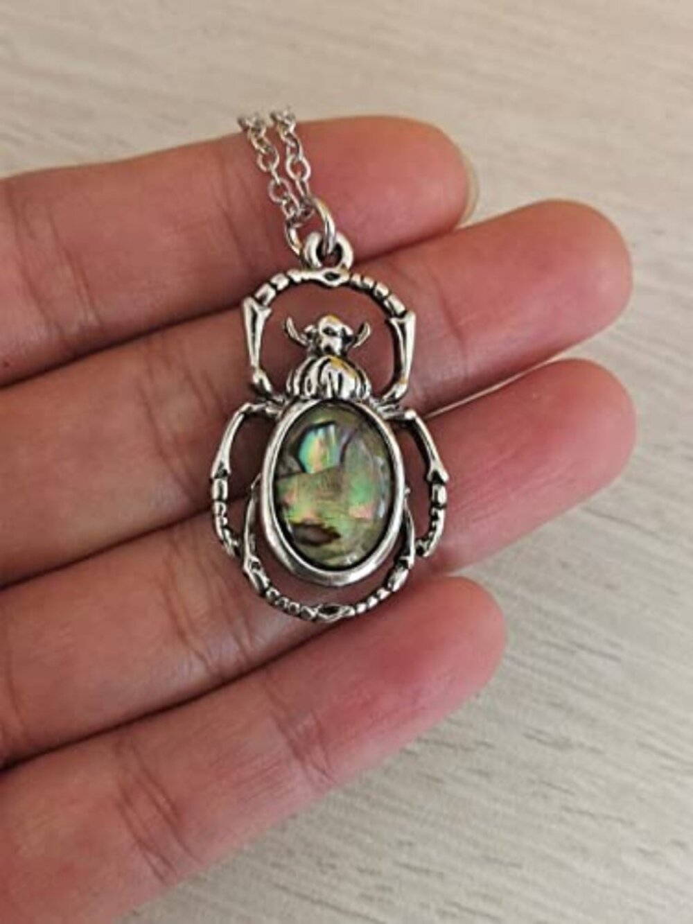 Antique Bronze Abalone Shell Bug Wildlife‎ Necklace